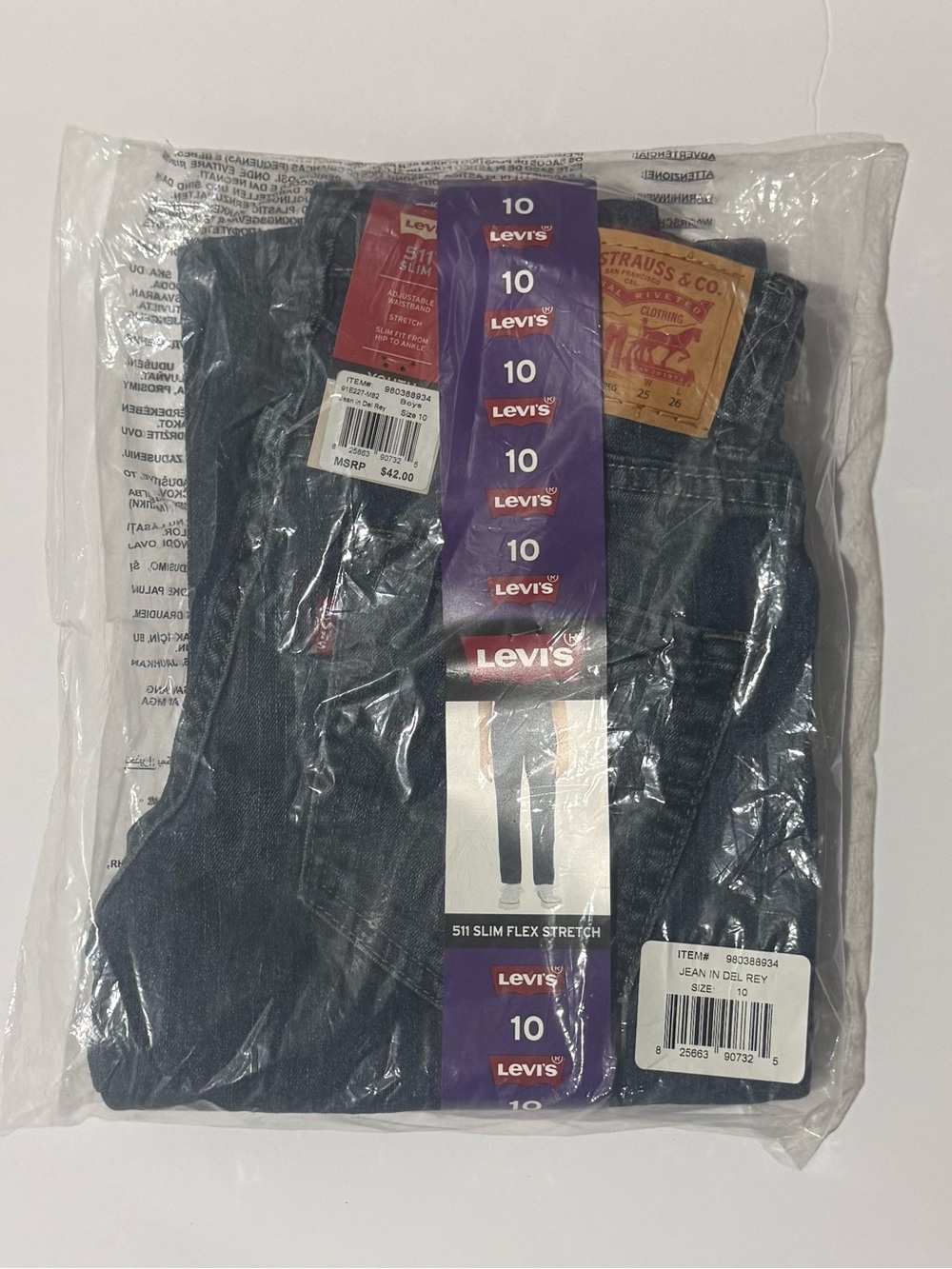 NEW Levi's 511 Slim Fit Boy''s Jeans - Dark Blue
